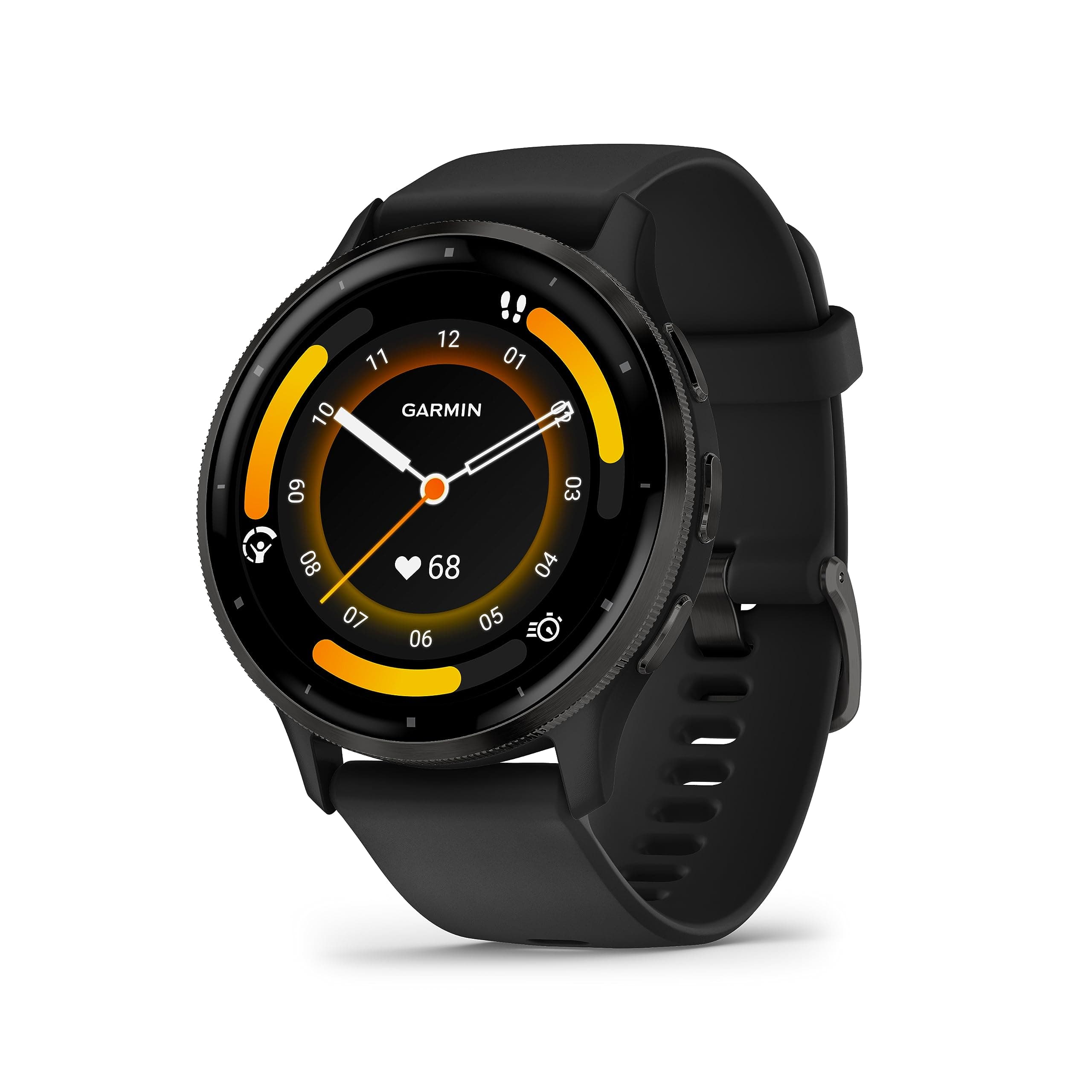 Venu 3, 45mm GPS smartwatch, AMOLED touchscreen, all-day advanced health & fitness features, voice functionality, music storage, wellness smartwatch with up to 14 days battery life, Black
