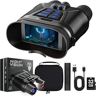 PISEZNight Vision Goggles - 4K Night Vision Binoculars for Adults with 8X Digital Zoom,32GB TF Card for Photos and Videos- for Hunting & Camping