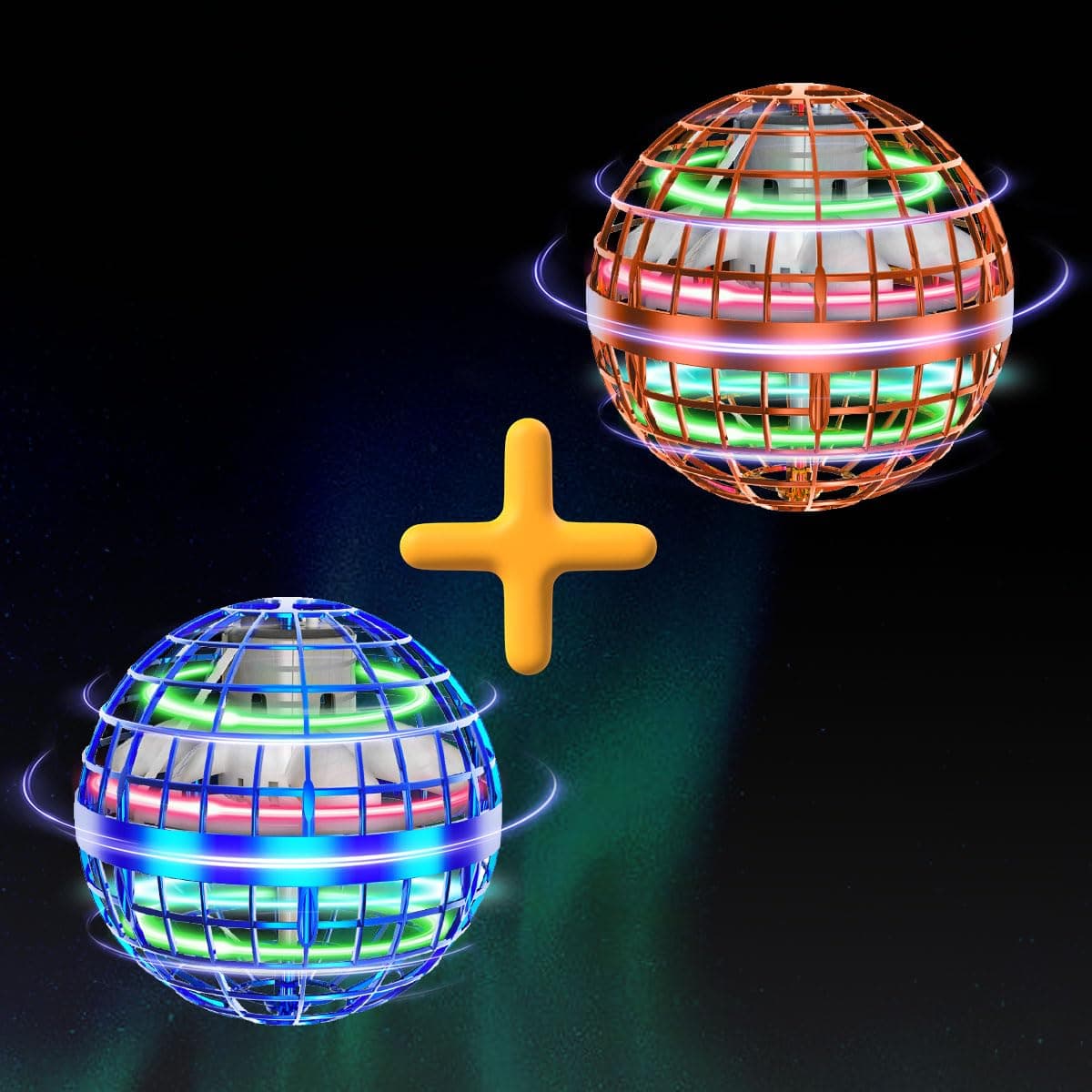 Tikduck 1 Pack Blue Flying Orb Ball, 1 Pack Orange Flying Orb Ball, 2024 Cool Stuff Christmas Birthday Toy Gift, for Kids Age 6 7 8 9 10