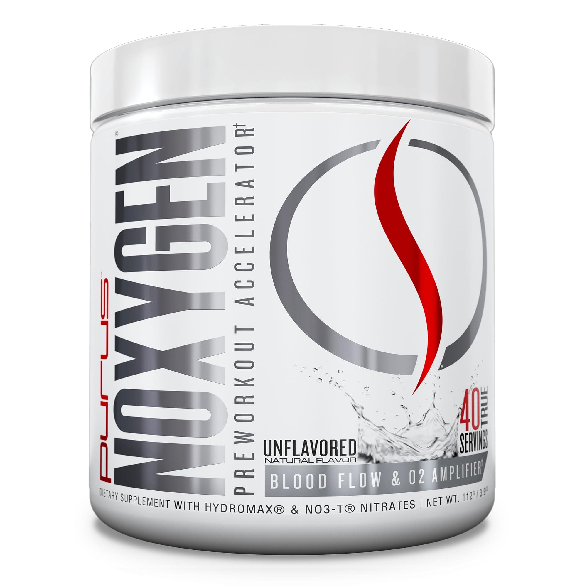 NOXygen Powder Pre-Workout Accelerator | Nitric Oxide Booster & Oxygen Amplifier | Hydromax Glycerol & NO3-T Nitrates | 40 Servings (Unflavored)