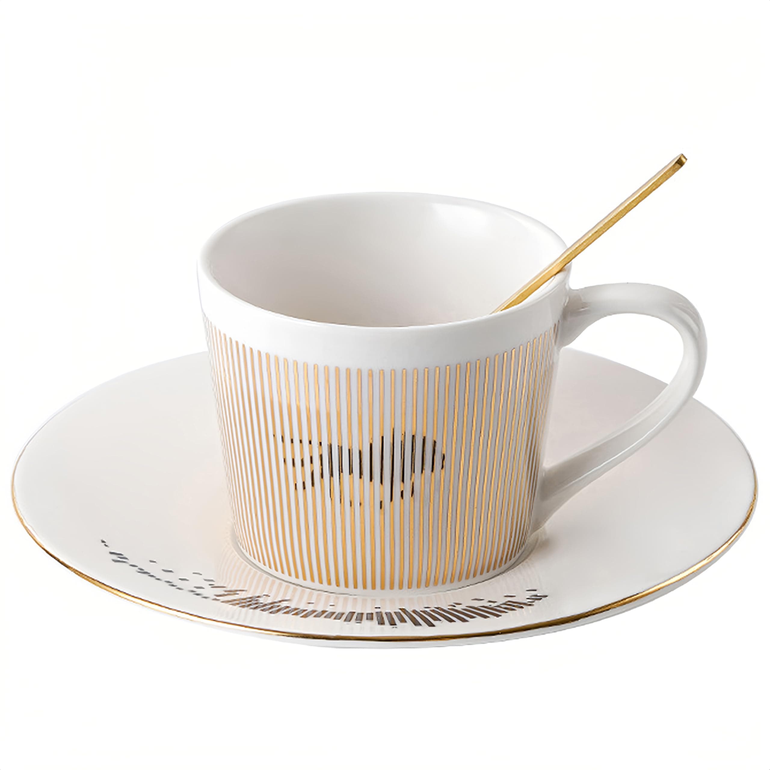 Coffee Cup and Saucer Sets 8.45oz Unique Dynamic Mirage Reflection Tea Cup Luxury Porcelain Mirror Ceramic Mug Gifts for Cappuccino Espresso 250ml Lion