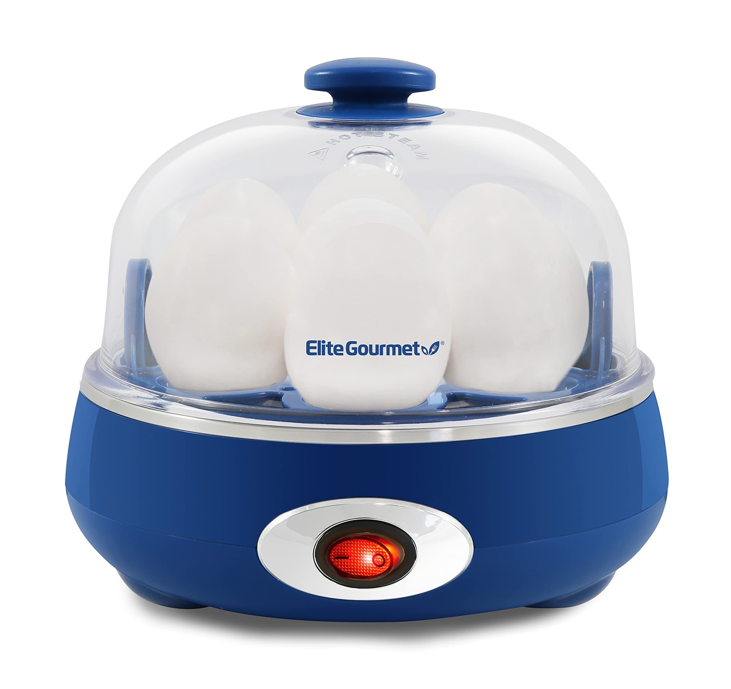 EGC007CBL# Rapid Egg Cooker, 7 Easy-To-Peel, Hard, Medium, Soft Boiled Eggs, Poacher, Omelet Maker, Auto Shut-Off, Alarm, 16-Recipe Booklet, BPA-Free, Cobalt