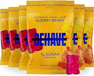 BEHAVE Low Sugar Gummy Candy (Sweet Bears 6-Pack) | Keto, Diabetic Friendly, High Fiber, Gluten-Free & Non-GMO