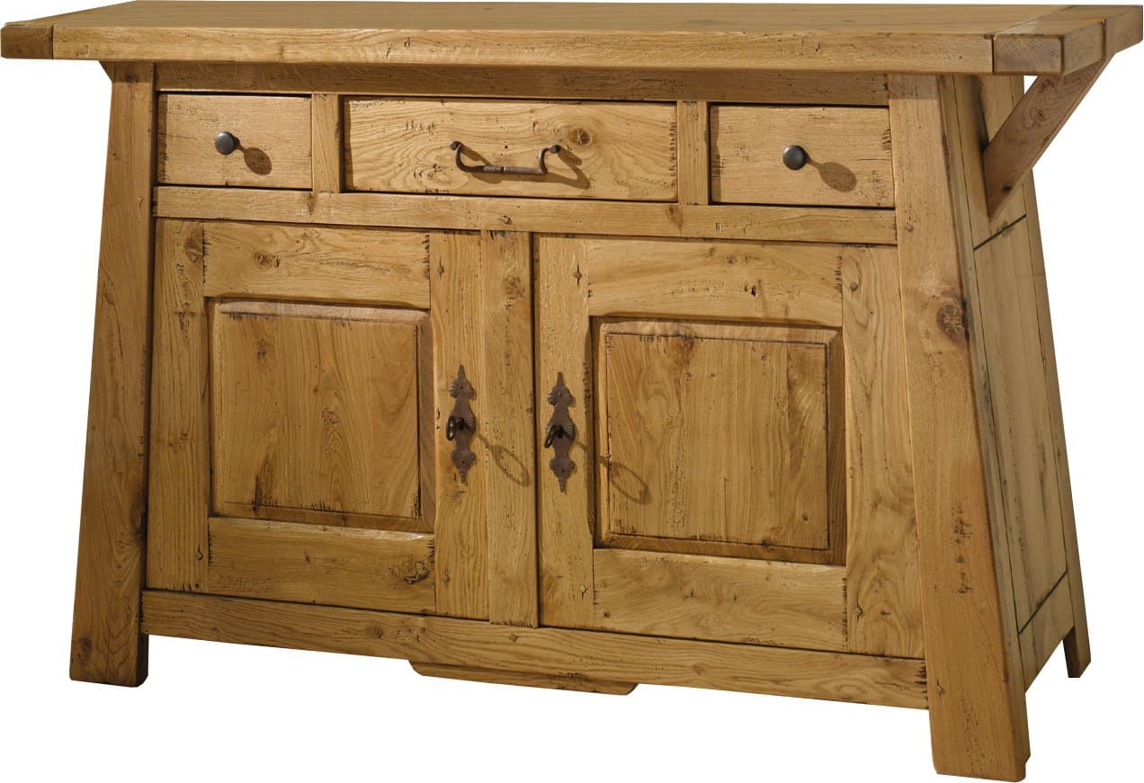 Solid Oak Sideboard 2 Doors 3 Drawers Gold William Fresnay