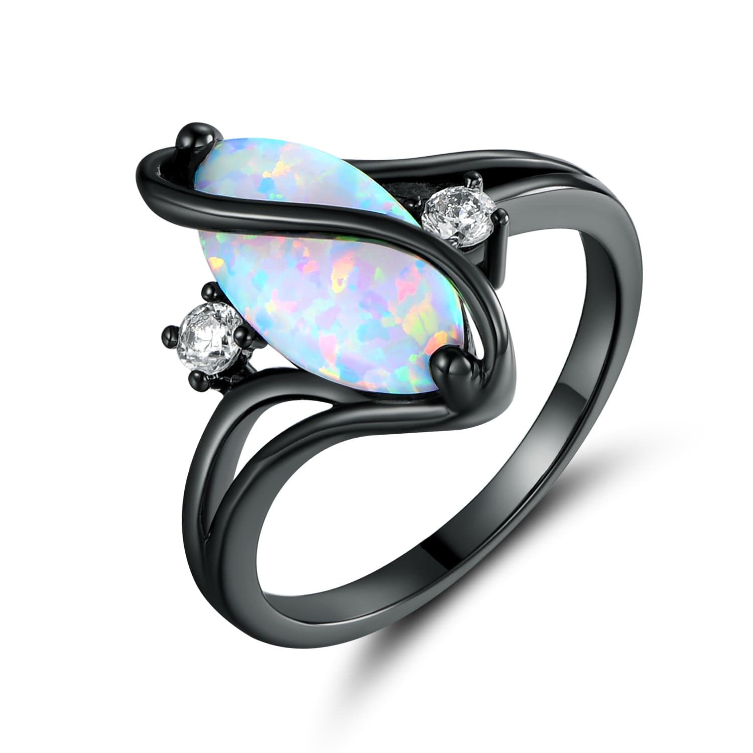Barzel Rose Gold & White Gold Plated Created Ruby, White Fire Opal & Cubic Zirconia Accents Ring