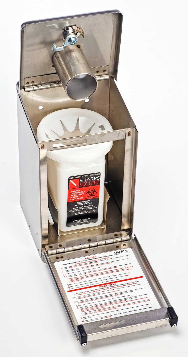 1 Quart Sharps Secure Locking Stainless Steel Cabinet