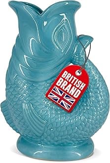 The Bubble Jug Blue Surf Water Jug 1.5L Extra Large Fish Shaped Ceramic Decorative Pitcher for Cocktail, Water, Gin - Bubbling Jug