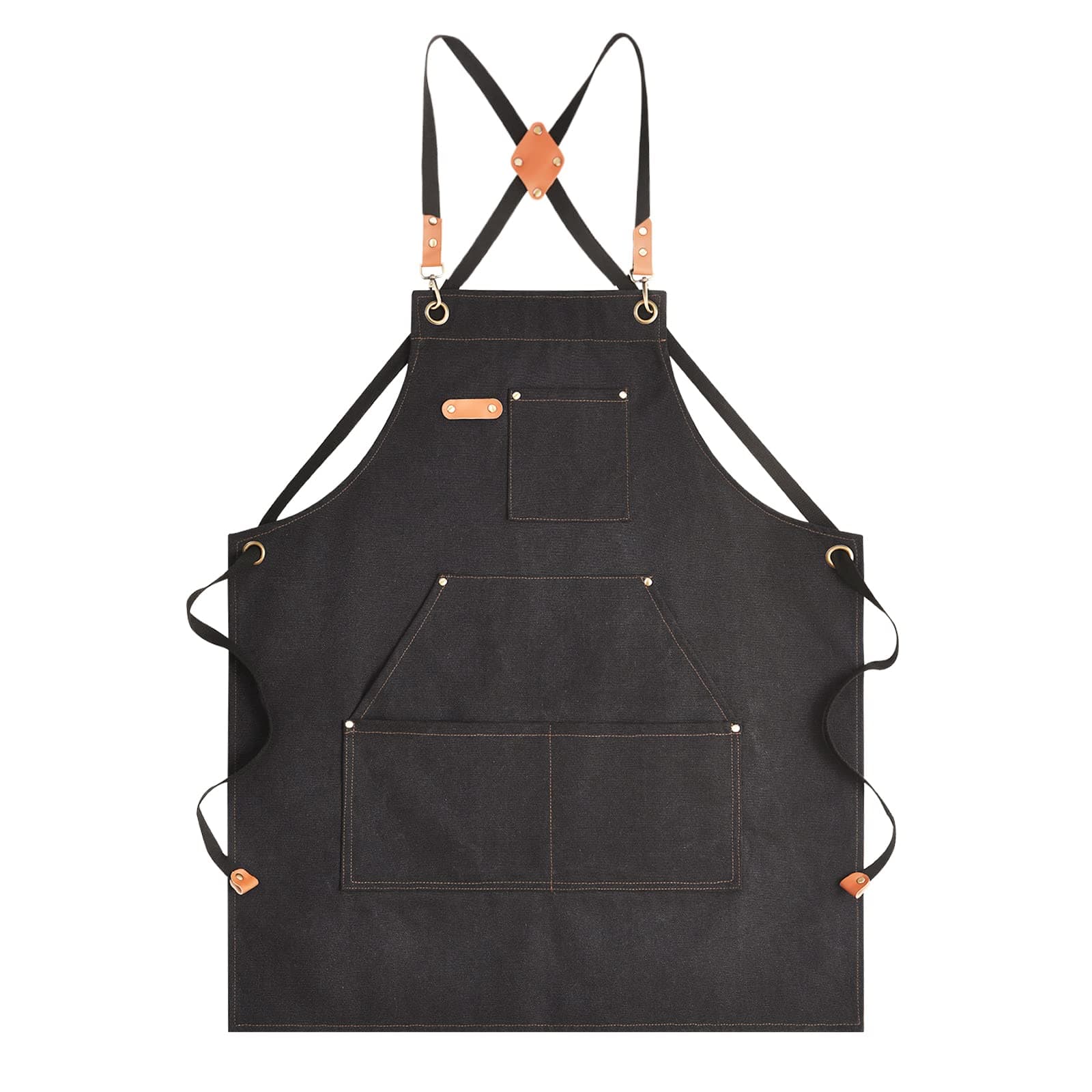 Aoomzoon Canvas Aprons for Men Chef Apron, Work Apron with Large Pockets - 16oz Heavy Duty Cross Back, BBQ, Cooking