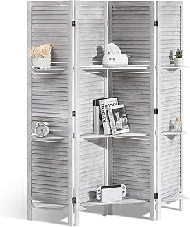 VEVOR Wood Room Divider, 4 Panel Wood Folding Privacy Screen, 66.9 Inches Tall Indoor Louvered Partition Divider, Portable Decoration Screen, for Room Separation, Home, Office, Restaurant & Bedroom