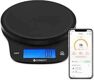 Etekcity Nutrition Smart Food Kitchen Scale, Digital Ounces and Grams for Cooking, Baking, Meal Prep, Dieting, and Weight Loss, 11 Pounds-Bluetooth, Black
