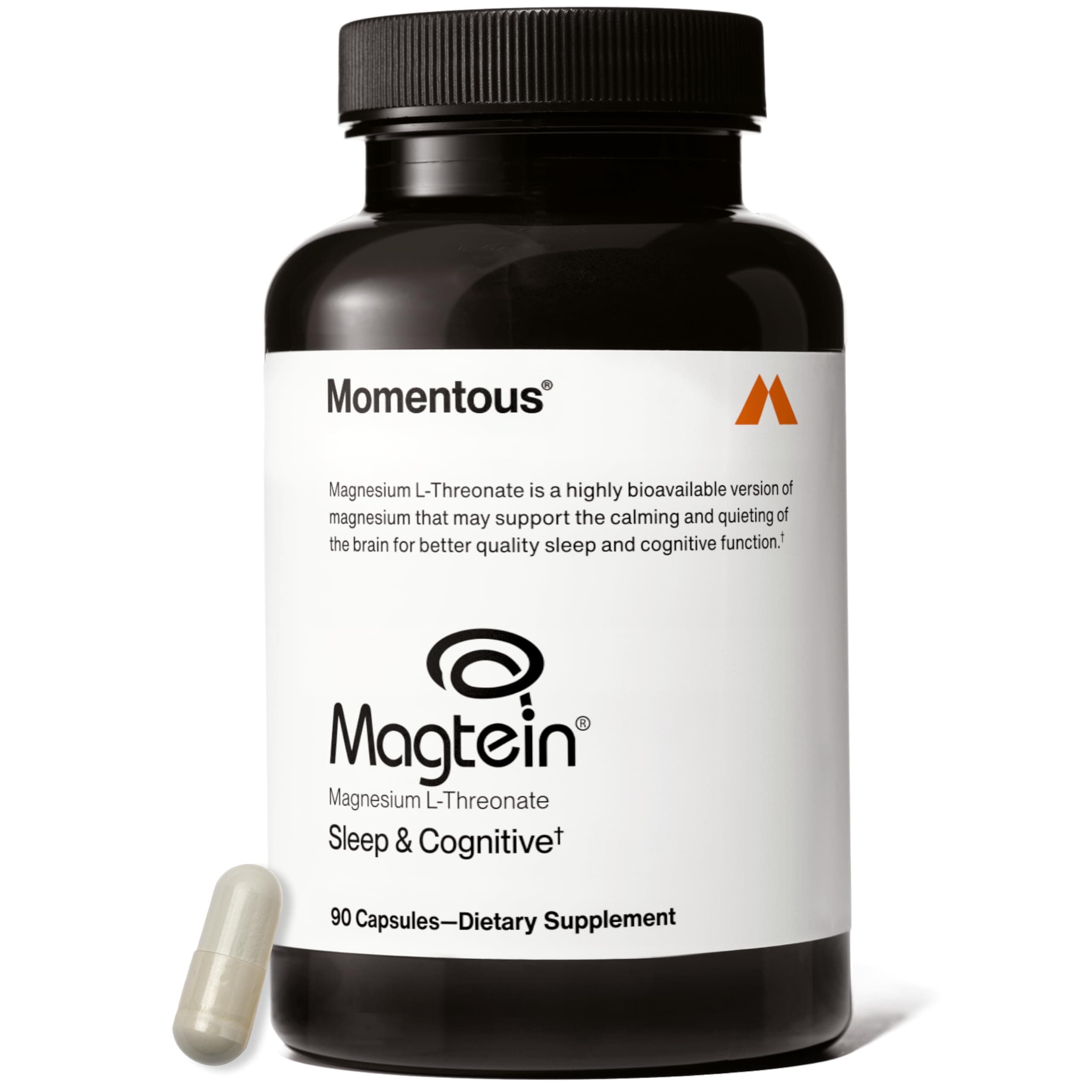 Momentous Magtein Magnesium L-Threonate - Brain & Rest Support Supplement - Boosts Cognitive Function & Sleep Quality - NSF Certified for Sport -145 mg - 30 Servings