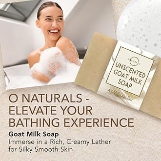 O Naturals 3-Pcs Goat Milk Soap with Soap Saver Bag - Unscented, Triple-Milled, Nourishing, for Sensitive Skin