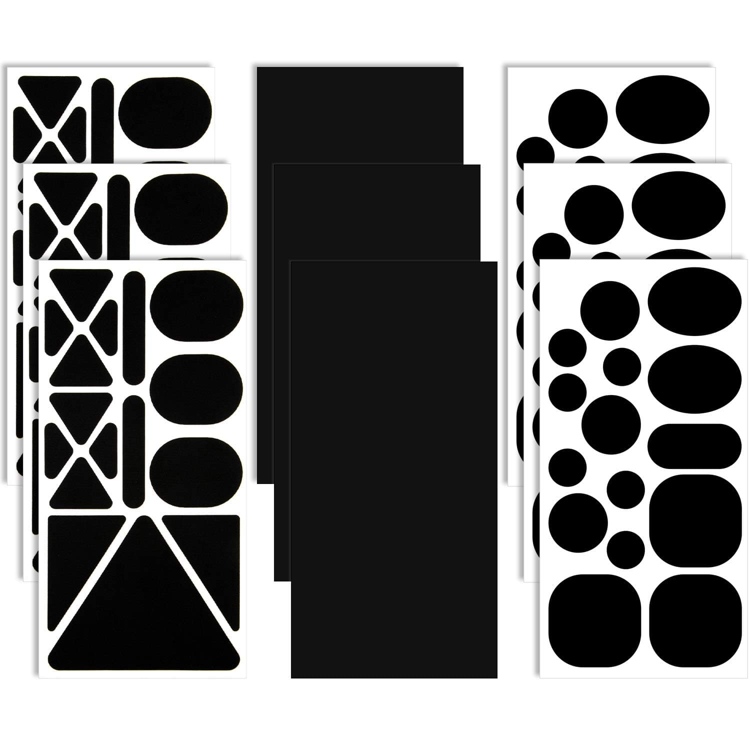 9 Sheets 96 Pcs Nylon Repair Patches Self Adhesive Patch Different Size and Shapes Clothes Waterproof Lightweight Clothing Fabric Repair Patch for Down Jacket, Tent Clothes, Outerwear(Black)