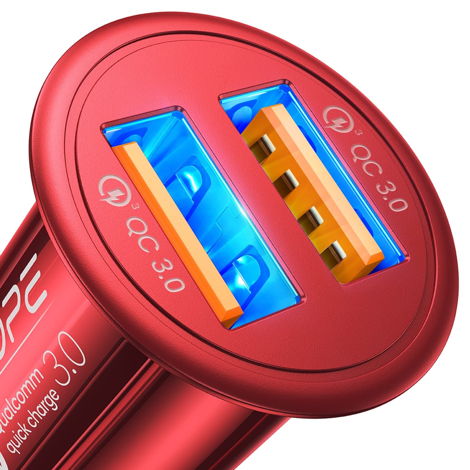 Super Fast Car Charger USB Fast Charge AINOPE Android Car Charger Adapter 45W All Metal Lighter USB Charger Quick Charge for iPhone 15/14/13/12/11pro/x/8/Samsung S24/S23/S22/S22+/Ultra/S21/Note 9 Red