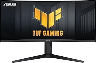 TUF 34 Inch Curved Gaming Monitor - WQHD (3440x1440), 165Hz, 1ms, Extreme Low Motion Blur, FreeSync Premium, Eye Care, Height Adjustable, DisplayHDR 400, DisplayPort, HDMI, USB - VG34VQL1B