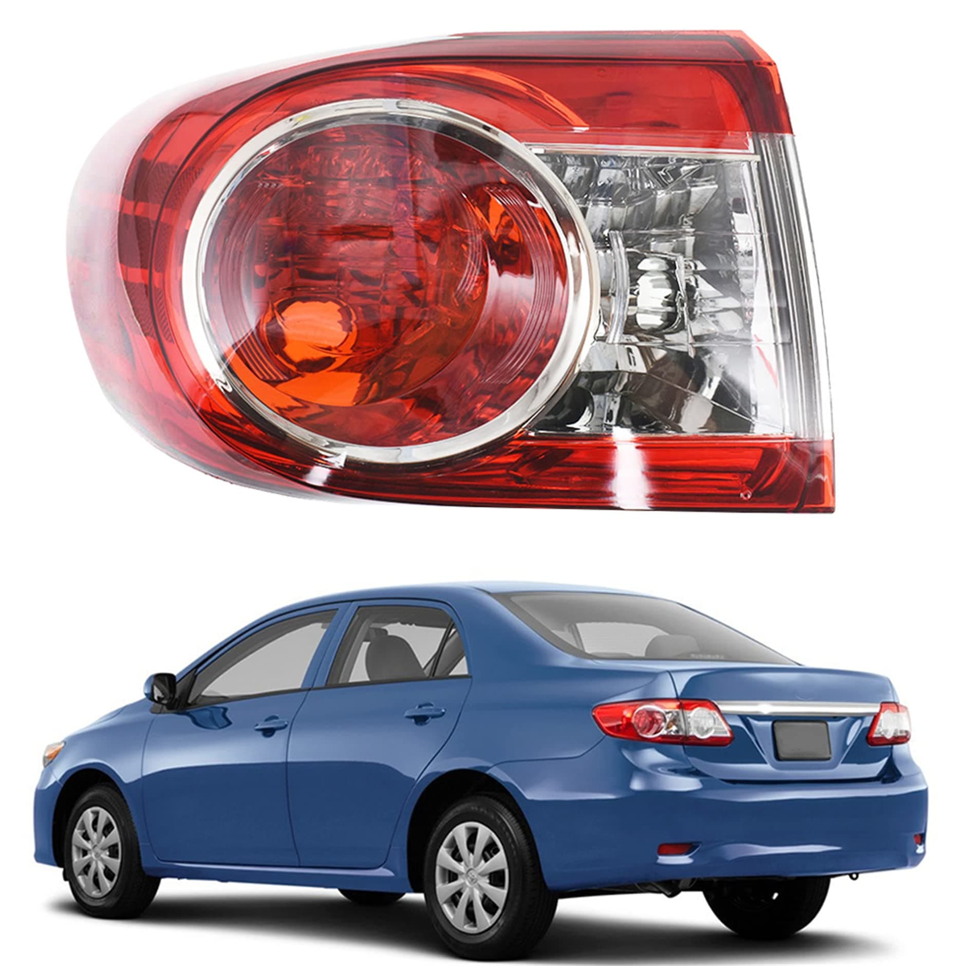 Brake Stop Turn Signal Lamp Replacement for Corolla 2011 2012 2013 Tail Light Driver Side Left 8155002580 TO2805111 Tail Light Cover