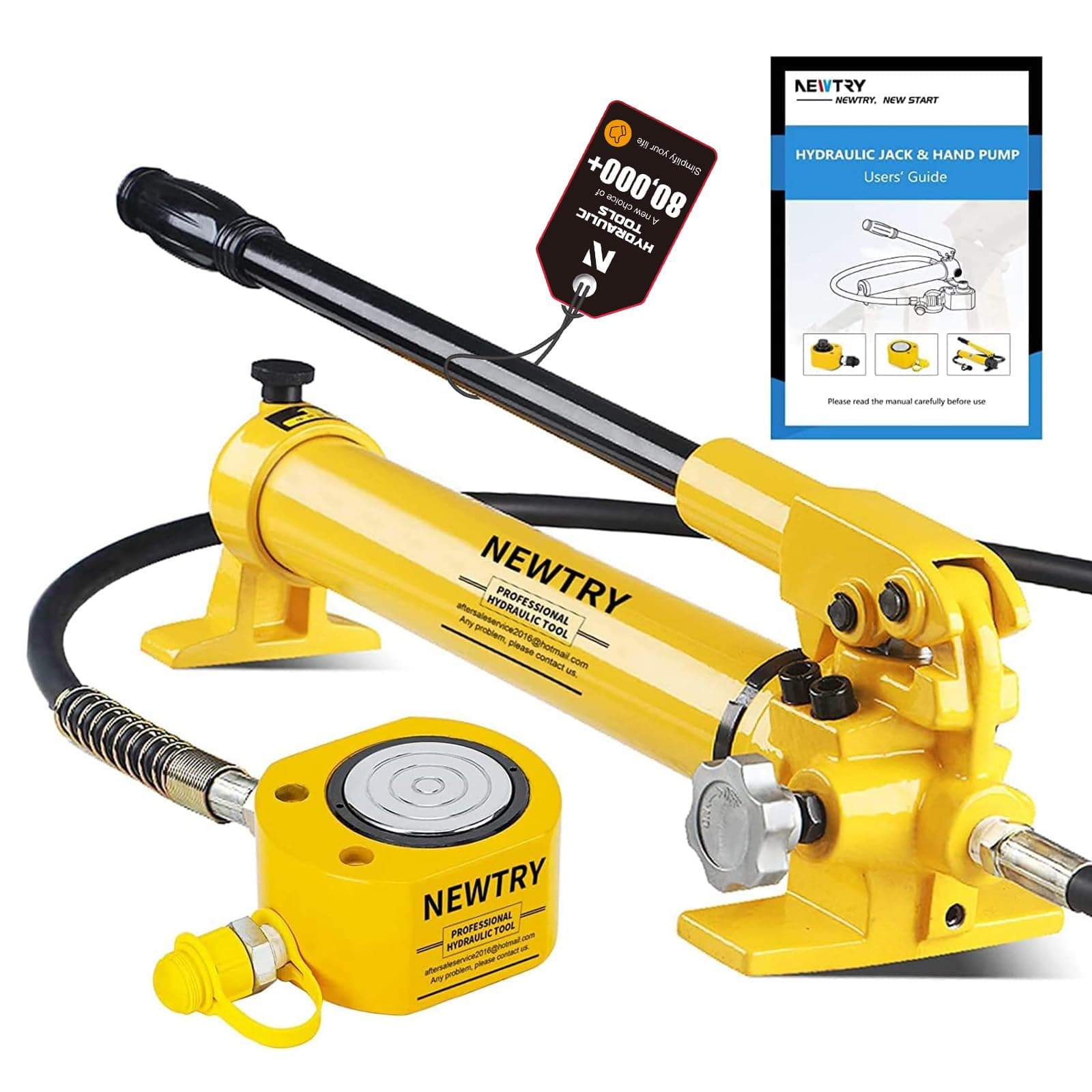 NEWTRY 5 ton Low Profile Hydraulic Ram Jack + Hand Pump Stoke 6mm(0.24 inch) Mini Protable Hydraulic Cylinder Industrial Super Thin Lifting Jack, not for Car 30T Hydraulic Jack + cp-700 pump YX488 1