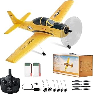 RC Plane, 2.4GHZ 4 Channel RC Airplane with 6-Axis Gyro Stabilizer&2 Batteries, Ready to Fly T28 Trainer Aircraft Plane Toy, RC Glider for Adults Kids Beginners Boys Birthday/Xmas Child Gift