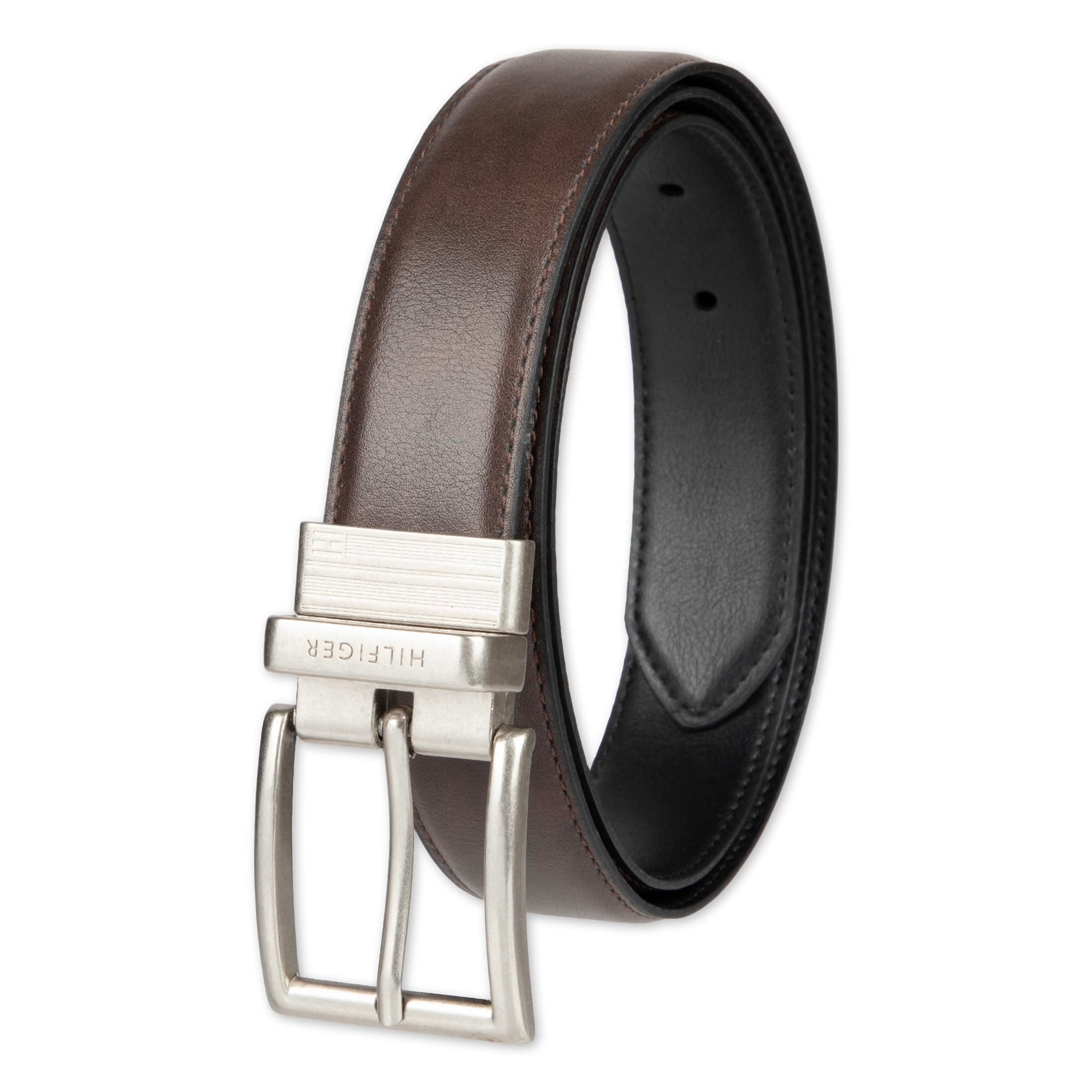Men's Reversible Leather Belt, 2‑in‑1 Design for Dress Or Casual Wear