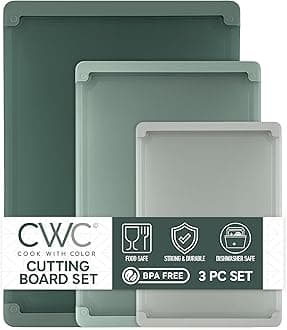 Extra Large Cutting Board Set, Jumbo-Sized Boards with Rubber Border for Enhanced Cooking Experience, 3-Piece, Dark Sage