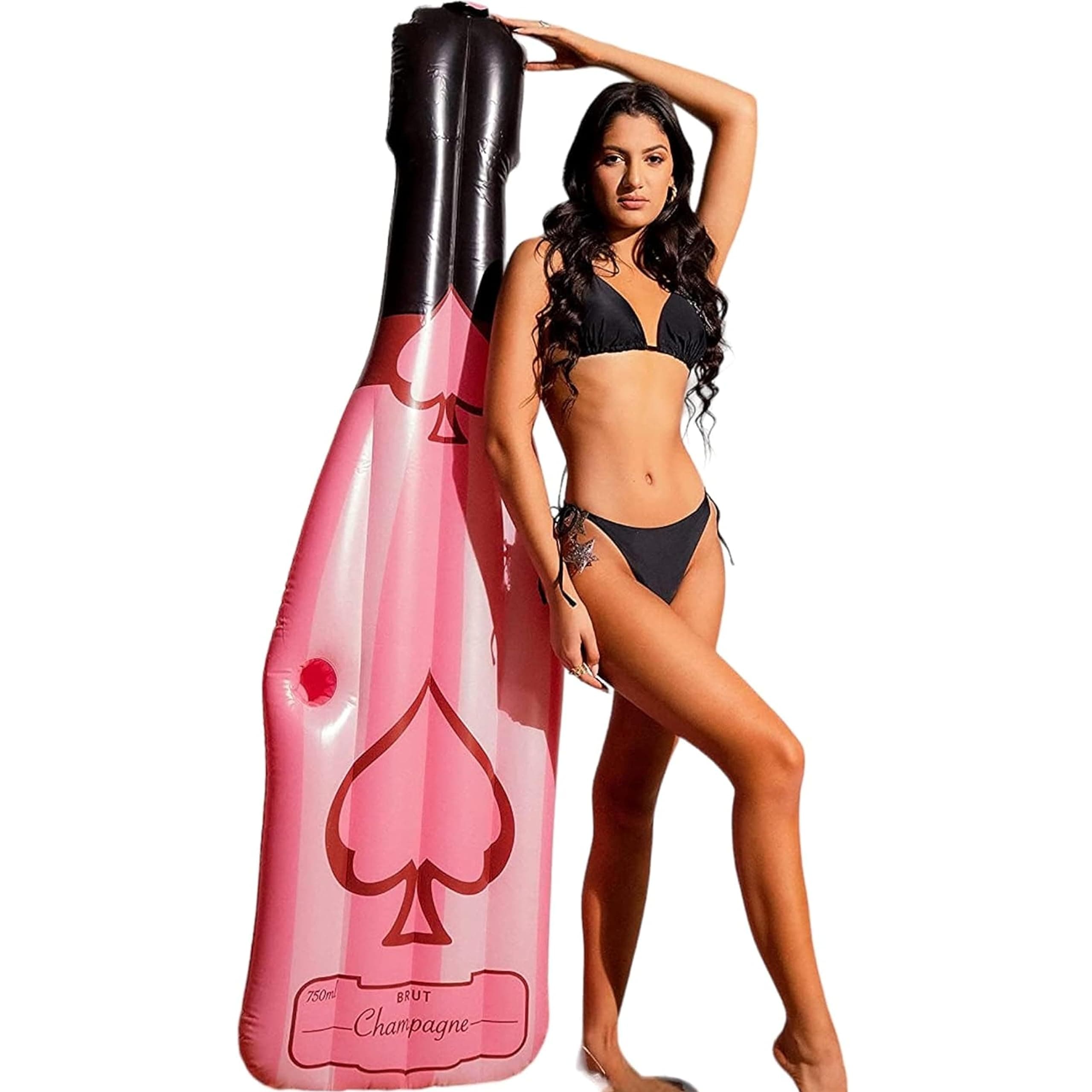 Inflatable Pool Float Champagne Bottle | Large Base for Kids and Adults, Ideal for Beach and Pool Parties. Durable and Heavy Duty Float for Non-Stop Relaxation!