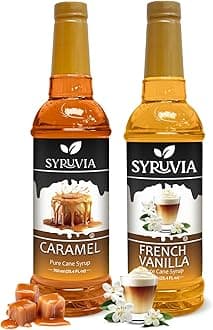 SYRUVIACoffee Syrup Variety Pack - Caramel & French Vanilla- Gluten-Free, Kosher, 25.4 fl oz Bottles - Enhance Your Coffee Experience with Premium Flavoring Syrups