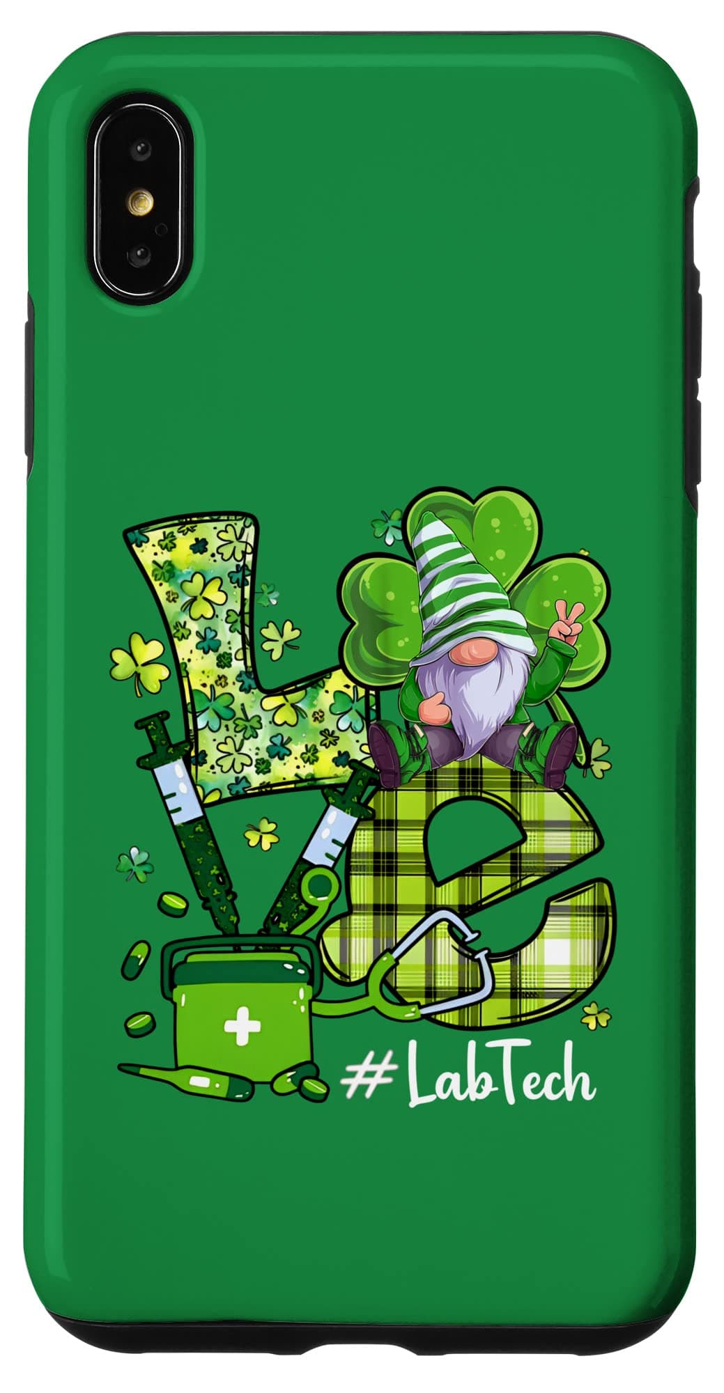 iPhone XS Max Love Lab Tech Gnome Nurse Stethoscope St Patricks Day Case