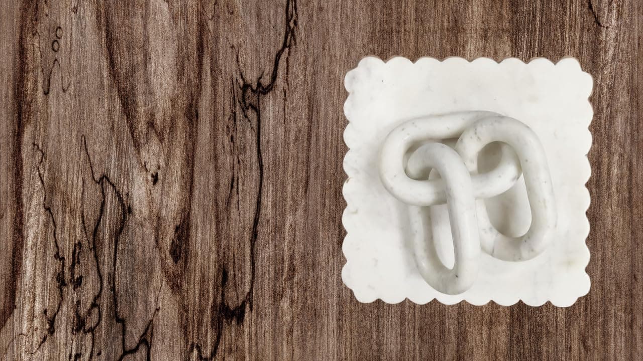 White Marble Link Chain Sculpture | Link Chain Decor | Marble Knot | Marble Link | Home Decor | Marble Chain | Chain Link Art | Knot Decor | Marble Décor (WITHOUT JOINT)