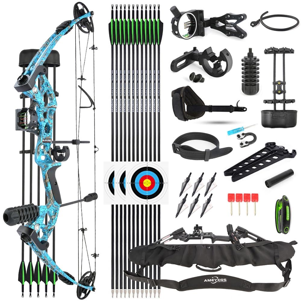 Archery Compound Bow Kit 30-55lbs Adjustable Adult Hunting Compound Bow and Arrows Set with All Accessories for Outdoor Shooting Right/Left Hand Avaliable