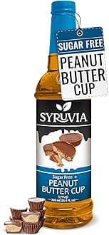 Syruvia Sugar Free Coffee Syrup, Peanut Butter Cup Flavored Syrup for Drinks, Lattes, and Desserts – 25.4 fl oz