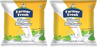 Farmer Fresh Skimmed Milk Powder – 500g x 2 Packs (Total 1kg) – 100% Pure, All-Natural, Non-Fat Dry Milk – Ideal for Tea, Coffee, Baking & Everyday Use