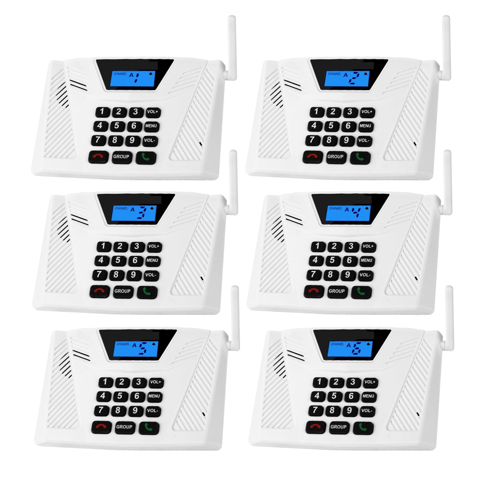 Intercoms Wireless For Home Hands Free, 2024 Upgraded Intercom 5300Ft With Automatic Answer, 9 Channel Full Duplex System Fit Hospital Business House(6 Packs White) 