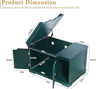 Flip Top Cat Litter Boxes Enclosure Covered Litter Box Hidden Furniture Wooden Cat Washroom Cabinet for Kitty, Medium and Large Cat Green