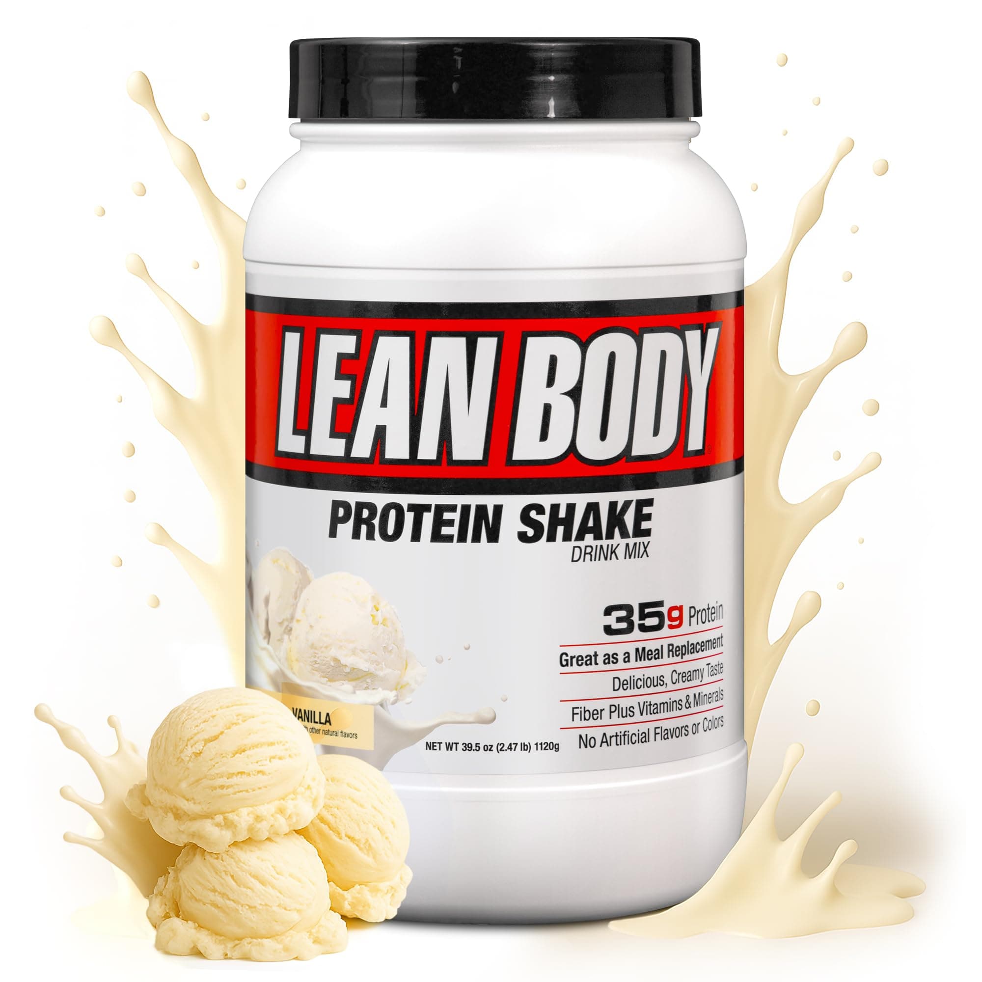 Nutrition Lean Body Hi-Protein Meal Replacement Shake, Vanilla, 2.47-Pound Tub Packaging May Vary