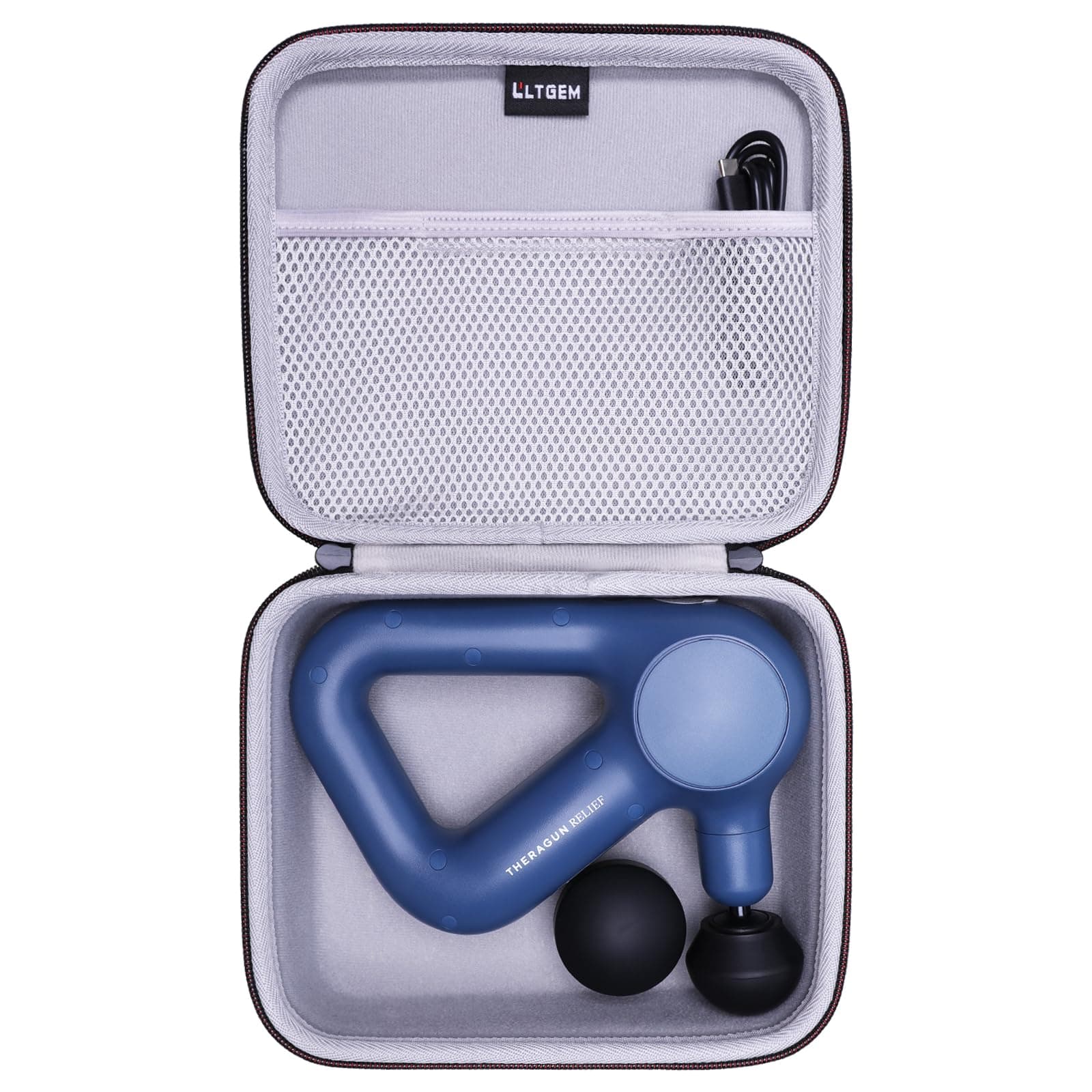LTGEM Massage Case Compatible with TheraGun Relief Handheld Percussion Massage Gun/Neck/Back/Leg/Shoulder Massage Gun - Travel Protective Carrying Storage Bag, Black + Gray(Case Only)