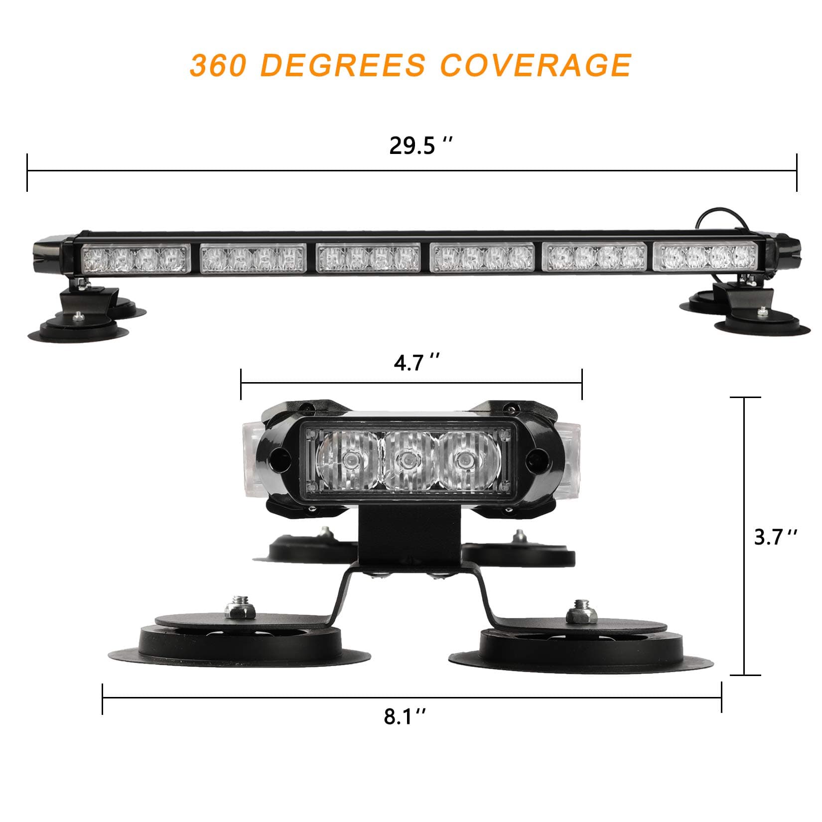 ASPL 29.5" 54 LED Strobe Light Bar Double Side Flashing High Intensity Emergency Warning Flash Strobe Light with Magnetic Base for Safety Construction Vehicles Tow Trucks Pickup (Amber)