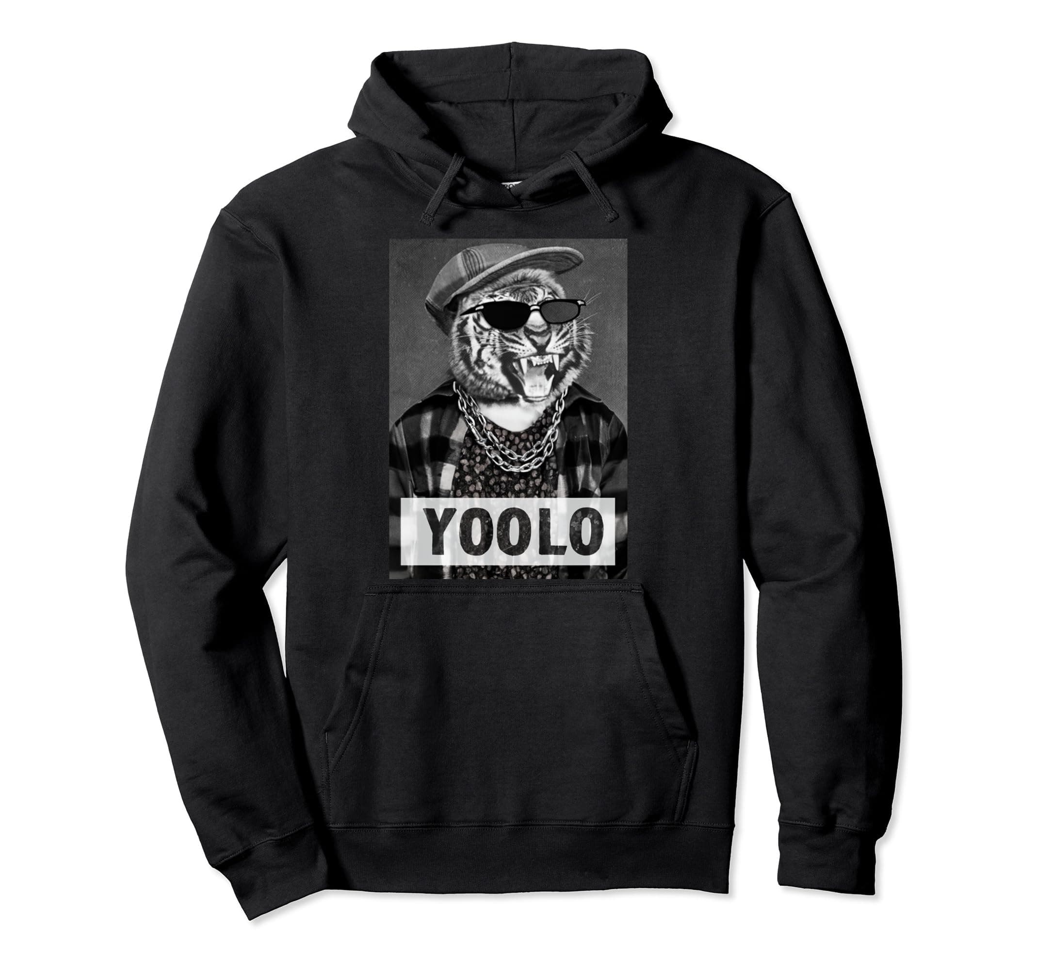 YOOLO HIP HOP TIGER YOLO GIFT BY MISKEL DESIGN Pullover Hoodie