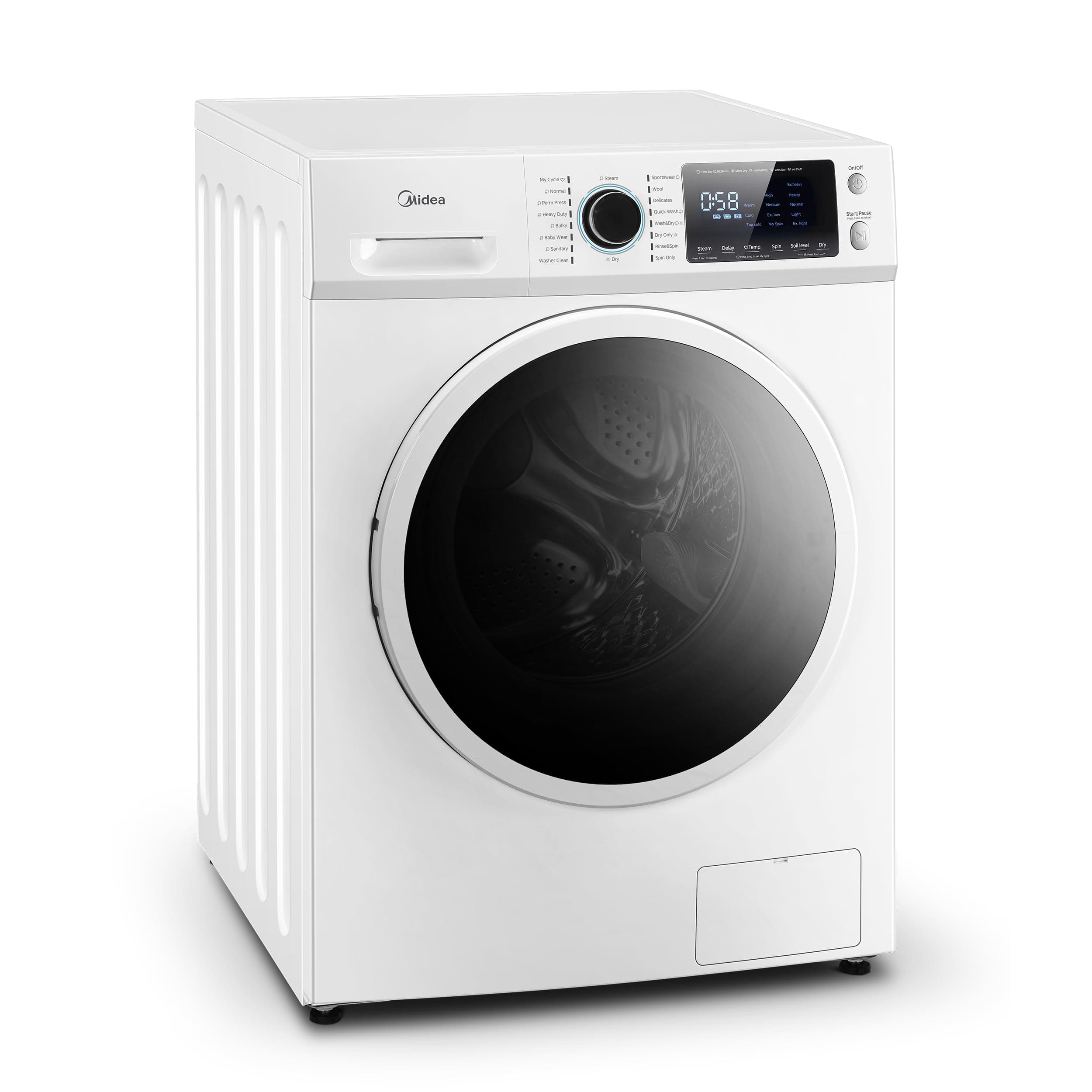 24 Inch All-in-One Front Load Washer Dryer Combo, 2.7 Cu.ft 26lbs Ventless Full-Automatic Washing Machine with Steam Care, Overnight Dry, 1400 RPM 16 Wash Cycles, White