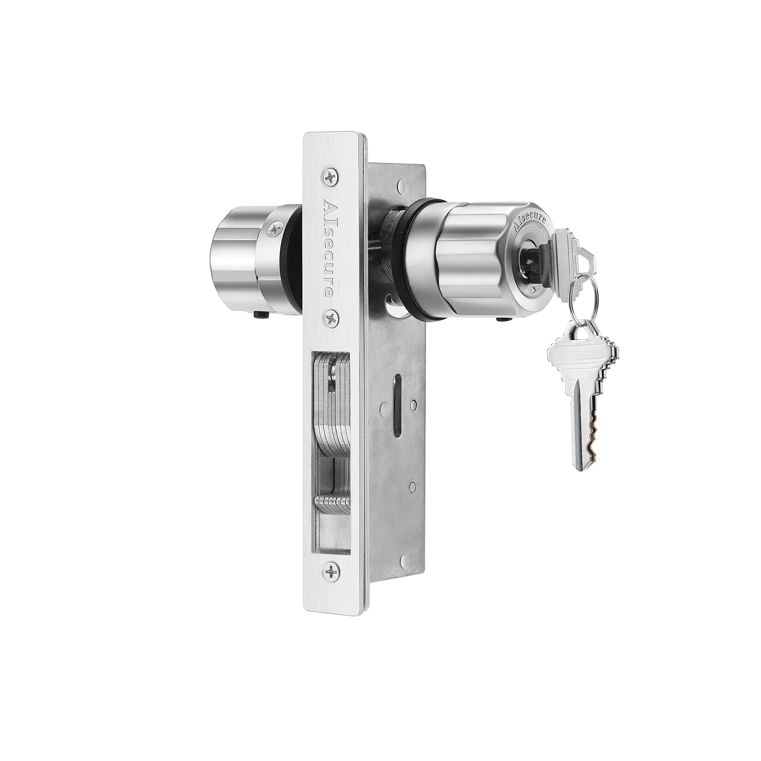 Twist-to-Lock Storefront Door Lock Keyless with Inaccessible Bypass Tool Redesign,Alsecure Mechanical Commerical Mortise Lock with Anti-Mislock Button,Hook Deadbolt&Cylinder Combo for Shop door,1.1/8"
