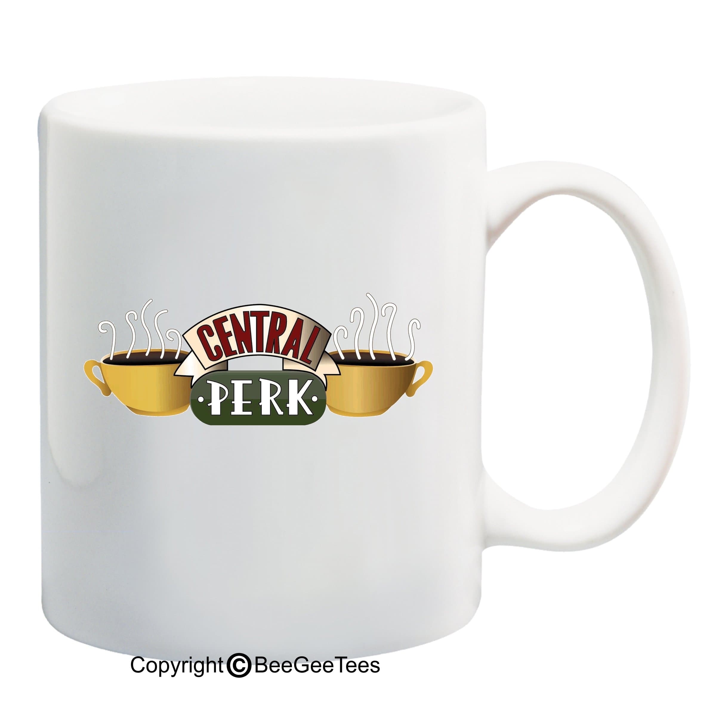 BeeGeeTees Central Perk Coffee or Tea Mug Funny White Ceramic Cup Friends (15 oz)