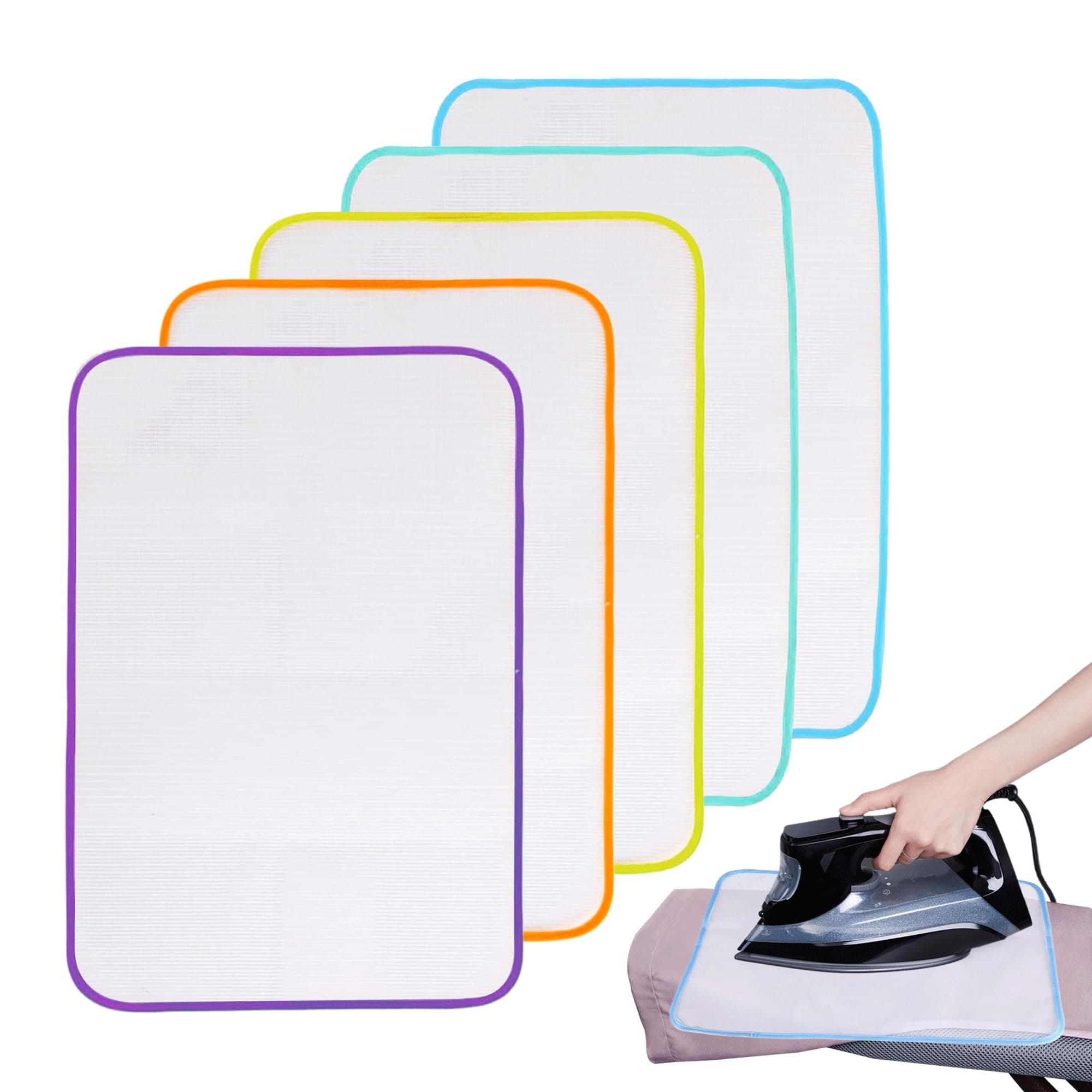 5Pcs Heat-Resistant Mesh Ironing Cloth,Protective Ironing Cloth Mesh Fabric Iron Pressing Cloth,Protective Ironing Scorch Saving Mesh Pressing Pad(40 x 60cm)