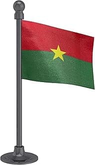 Burkina Faso Car Dashboard Flag 2in x 3in with a Plastic Dark Knight Grey Base