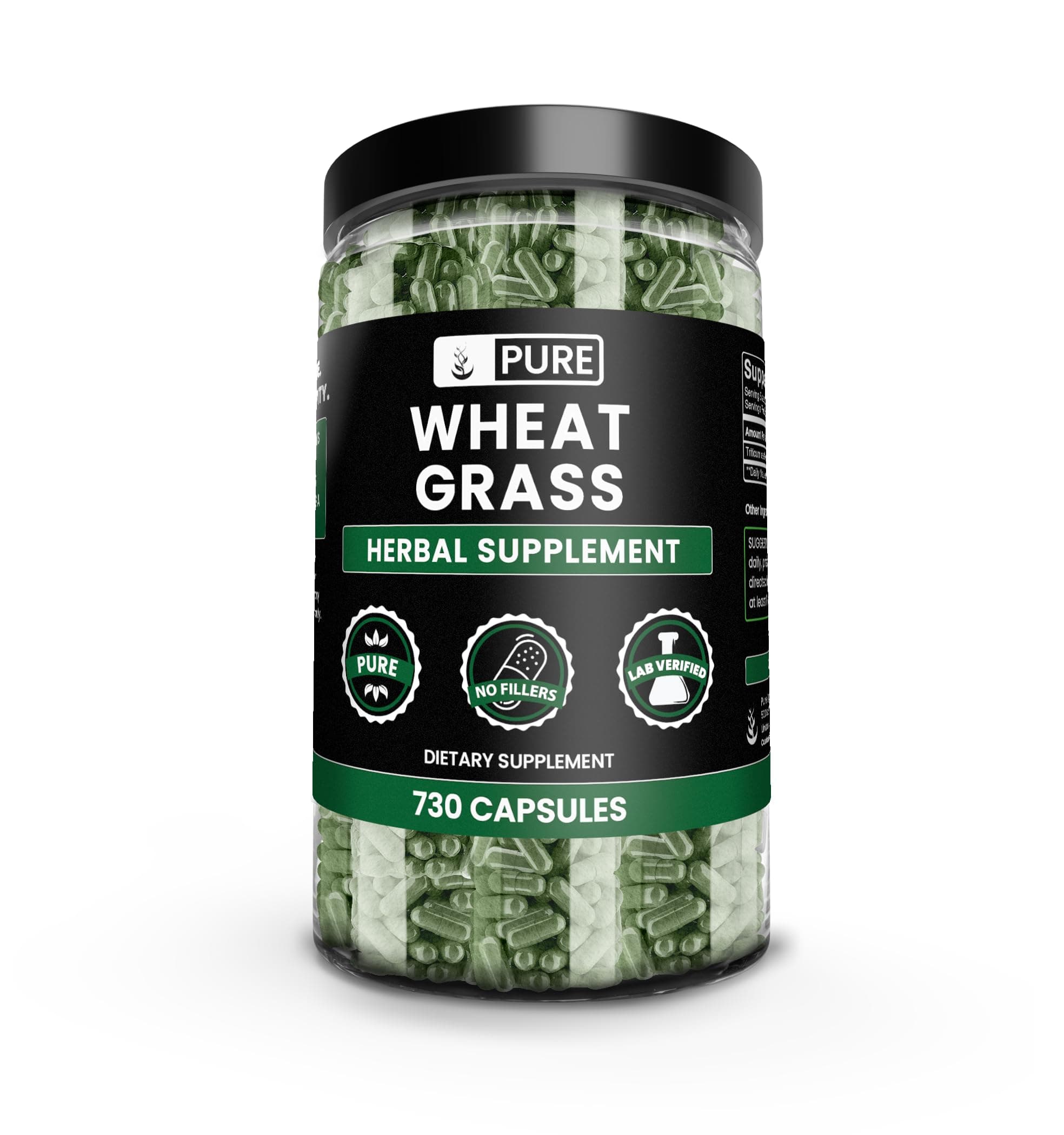 Pure Original Ingredients Wheat Grass (730 Capsules) No Magnesium Or Rice Fillers, Always Pure, Lab Verified