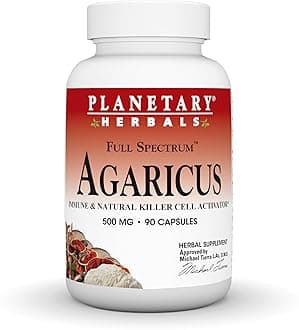 Planetary Herbals Agaricus Full Spectrum 500mg, Immune & Natural Killer Cell Activator, 90 Capsules