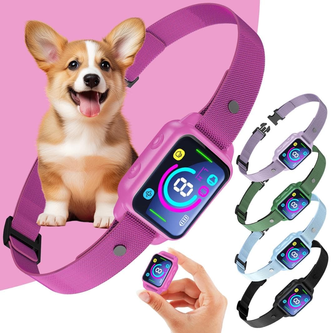 Bark Guard Dog Bark Collar for Small Medium Dogs, Humane No Shock Stop Dogs Barking with 2 Vibrations Beep, Rechargeable Anti Barking Collar with 8 Adjustable Sensitivity, Smart No Shock Collars Pink