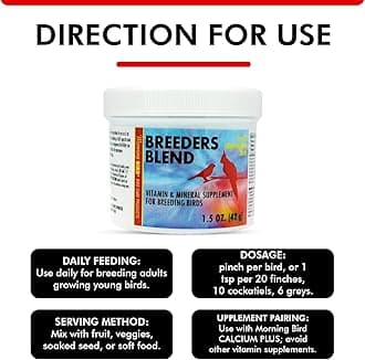 Morning Bird Breeders Blend 1.5 oz – Protein Supplement for Birds – Supports Breeding, Chick Growth, Muscle Development & Immune Support – Daily Vitamin Blend for Strong Bones & Overall Health