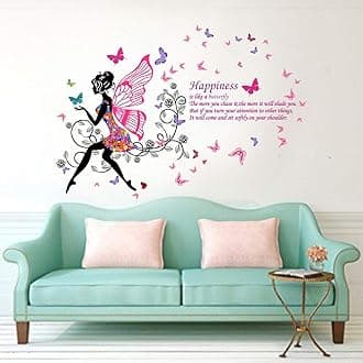 Decal O Decal' Blue Butterfly with Motivational Quotes ' Wall Stickers (Pack of 3, Happiness is Like a Butterfly Quotes)
