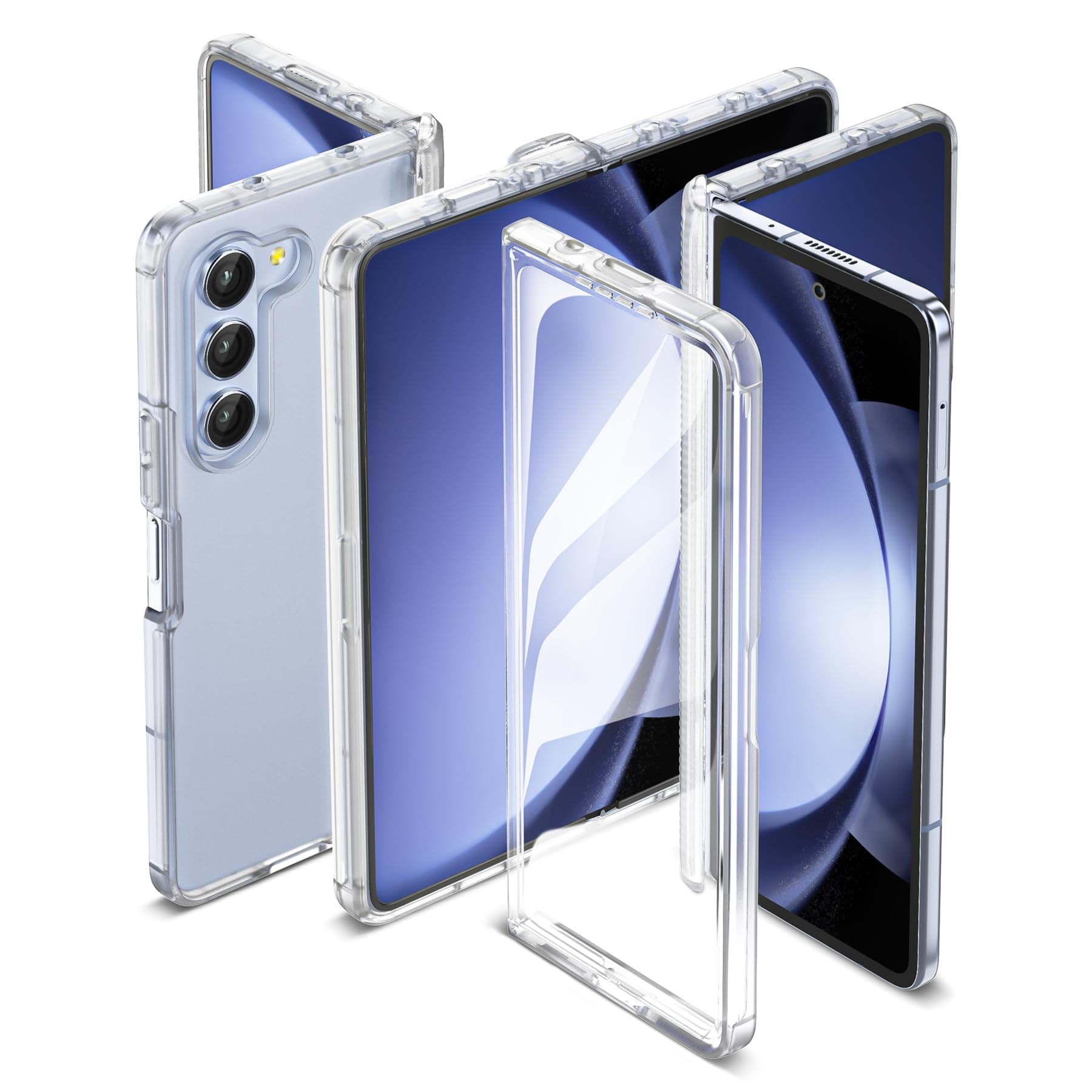 ORETECH Compatible with Samsung Galaxy Z Fold 5 Case, Samsung Z Fold 5 Case with [Built-in Screen Protector] [Hinge Protection],2 in 1 Ultra Thin Transparent Flexible TPU Bumper Cover- Clear