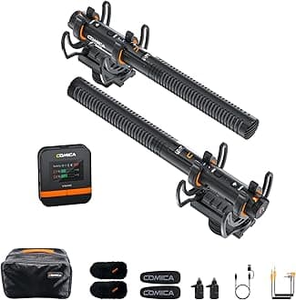 VM40 Wireless Shotgun Microphone with 32-bit Float Recording, 32GB Memory, 200M Range, Super Cardioid, Low Cut Filter, Camera Microphone for Filmmakers, Interview, Reporter(Combo)