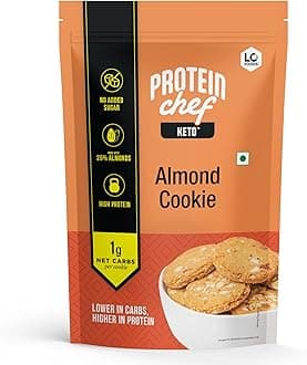 Lo! Foods - Keto Almond Cookies (200g), High Protein, No added sugar, 1.2g net carbs per cookie, Lower in Carbs, Higher in protein